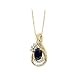 14K Yellow Gold 0.04 ct. Diamond and 6 x 4 MM Oval Shaped Sapphire Pendant with Chain