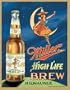 Miller Beer Girl On Moon Metal Sign
