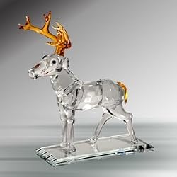 Crystal Stag on a Stand with Amber Antler #6958