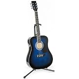 Full Size Steel String Guitar with Stand and Carrying Bag - Blue