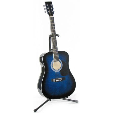 Full Size Steel String Guitar with Stand and Carrying Bag - Blue