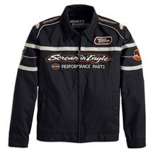 Harley-Davidson® Men's Black Bird Jacket. Water-resistant cotton/nylon. Embroidered graphics. 98298-08VM