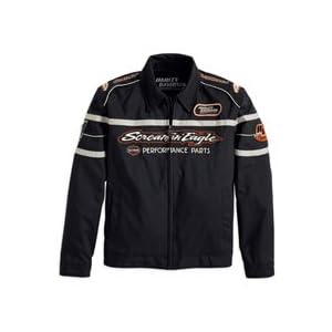 Harley-Davidson® Men's Black Bird Jacket. Water-resistant cotton/nylon. Embroidered graphics. 98298-08VM
