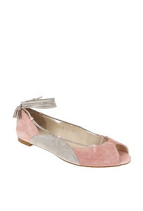Kimchi Blue Suede Colorblock Peep-Toe Skimmers, PINK/GREY, Size 10