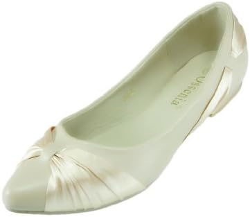 Women's Ribboned Faux Leather Pointed Toe Ballet Flats Shoes 2 Colors Available (6, Beige)