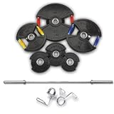 300 lb. International Barbell Set with Colored Urethane Handle Plates, Olympic Bar and Collars