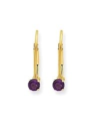MadiK® 14k Yellow Gold Genuine Amethyst February Birthstone Leverback Earrings