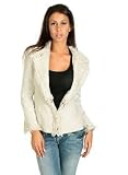 Womens Fully-Lined Tweed Blazer w/ Fringe Trim