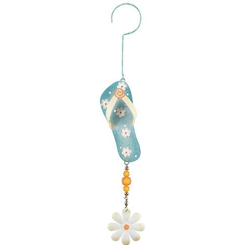 Fun Beachy Flip Flop Sandal & White Daisy Twirly Hanging Garden Decor