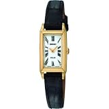 Gold Tone Dress Solar Quartz White Dial Black Strap