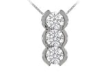 Three Stone Diamond Pendant : 14K White Gold - 1.00 CT Diamonds
