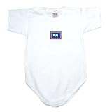 BABY BODYSUIT WHITE FLAG  WYOMING  3 - 6 Months