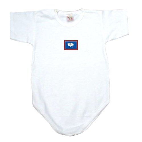 BABY BODYSUIT WHITE FLAG  WYOMING  3 - 6 Months
