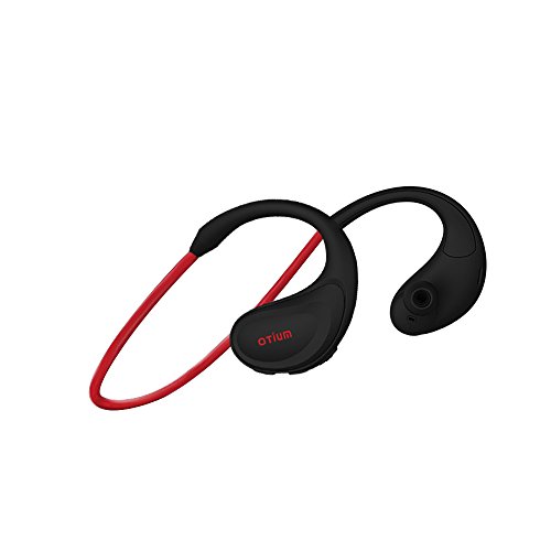 Otium Power Workout Bluetooth Headphones, CVC 6.0 Noise Cancellation, Stereo Bass Sound with Mic, IPX4 Sweatproof Wireless In-Ear Earphones for Sports, Running, Gym (Red)