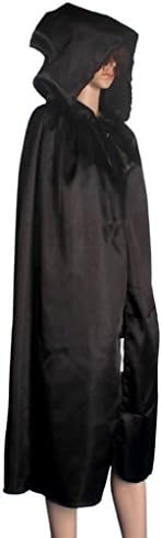 Charberry Hooded Cloak Coat Wicca Robe Medieval Cape Shawl Halloween Party (XL, Black)