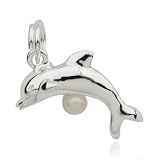 Sterling Silver Genuine White Fresh Water Pearl Dolphin Charm