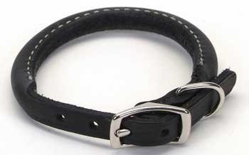 Coastal Pet Products Oak Tanned Black Leather Round Collar for Dogs