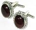 Cufflinks Pair in Sterling Silver Redonyx Gemstone (cflng078)