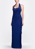 David's Bridal Beaded Sheer Jersey Halter Gown Style 50966
