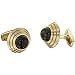 Stainless Steel Gold IP with Black Onyx Cuff Links