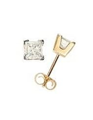 14k yellow gold,1.00 carat diamond stud,princess cut[5pairs]