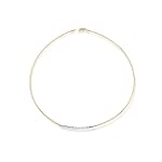 18K Yellow Gold Matte-Finish Hand-Crafted Wire Necklace, Enhanced with Pave Set Diamonds.