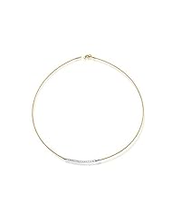 18K Yellow Gold Matte-Finish Hand-Crafted Wire Necklace, Enhanced with Pave Set Diamonds.