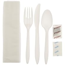 Daxwell B10001837 White Polypropylene Medium Weight Cutlery Kit (Case of 250)