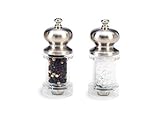 31PHVB02BAL. SL160  William Bounds, LTD The Duo Stainless Steel Brush Top Mill Set, 4 Inches Tall