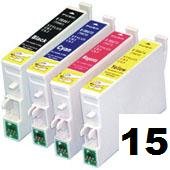 3 Full sets + 3 extra black,....new chip 711-714..... 15 compatible ink cartridges, fits epson printers S20, SX100, SX105, SX200, SX205, SX400, SX405, D78, D92, D120, DX4000, DX4050, DX4400, DX4450, DX5000, DX5050, DX6000, DX6050, DX7000F, DX7400, DX7450, DX8400, DX8450, DX9400F, S21 SX110 SX115 SX410 SX415 SX515W SX210 SX215  New latest version 7 chip high capacity ink cartridges