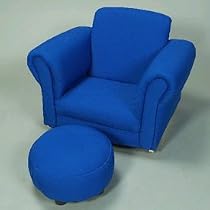Upholstered Rocker with Ottoman - color: Blue