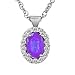 Sterling Silver Round Diamond & Oval Amethyst title=