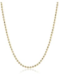 Italian 14k Yellow Gold 1mm Diamond Cut Beaded Chain Necklace
