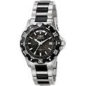 INVICTA MEN'S SWISS PYTHON ALL STAINLESS W/BLACK DIAL-BEZEL & TWO-TONE BRACELET - 6074