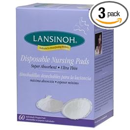 Lansinoh 20265 Disposable Nursing Pads, 60-Count Boxes (Pack of 3)