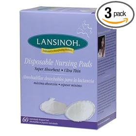 Lansinoh 20265 Disposable Nursing Pads, 60-Count Boxes (Pack of 3)