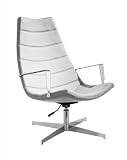 Domino Lounge Chair - White (White and Chrome) (42H x 38W x 28D)