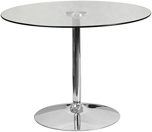 39.25-inch Round Glass Table with 29''H Chrome Base