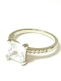 Sterling Silver Princess & Round Cubic Zirconia CZ Engagement Ring - Size 8.0