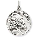 Sterling Silver Saint Jude Thaddeus Medal Pendant - JewelryWeb