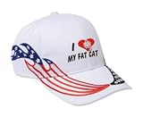I Love my Fat Cat Adult USA Flag Racing Flame Hat / Cap