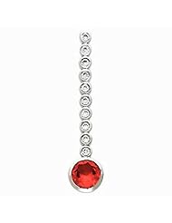 14K White Gold Round Cut Chatham Created Ruby and Diamond Pendant -- LIFETIME WARRANTY
