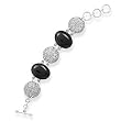 6.5"+1" Extension Round Oxidized Toggle Bracelet with Black Onyx
