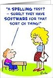 spelling, test, school, teacher, software, computers Card