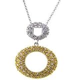 Sterling Silver Two Circle Gold Plated CZ Pendant