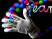 infactory Weiße LED-Disko-Handschuhe mit 6 Leuchtprogrammen, Gr. 7,5/M