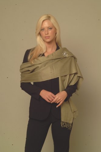 CASHMERE MILITARY GREEN PASHMINA SHAWL (LARGE) from Cashmere Pashmina Group in vivid 55 colors (MILITARY GREEN)