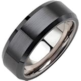 Mens Womens Dura Tungsten and Ceramic Comfort Fit Beveled Band 8.00mm Size 7, 7.5, 8, 8.5, 9, 9.5, 10, 10.5, 11, 11.5, 12, 12.5