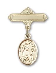 Gold Filled Baby Badge with St. Thomas More Charm and Polished Badge Pin