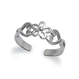 Silver Toe ring with Flower and two Hearts 0981